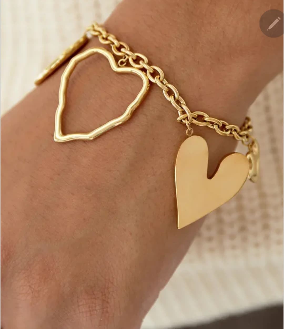 Pulsera Con Una Declaración De Corazón - Oro Acero Inoxidable - Imagen 1