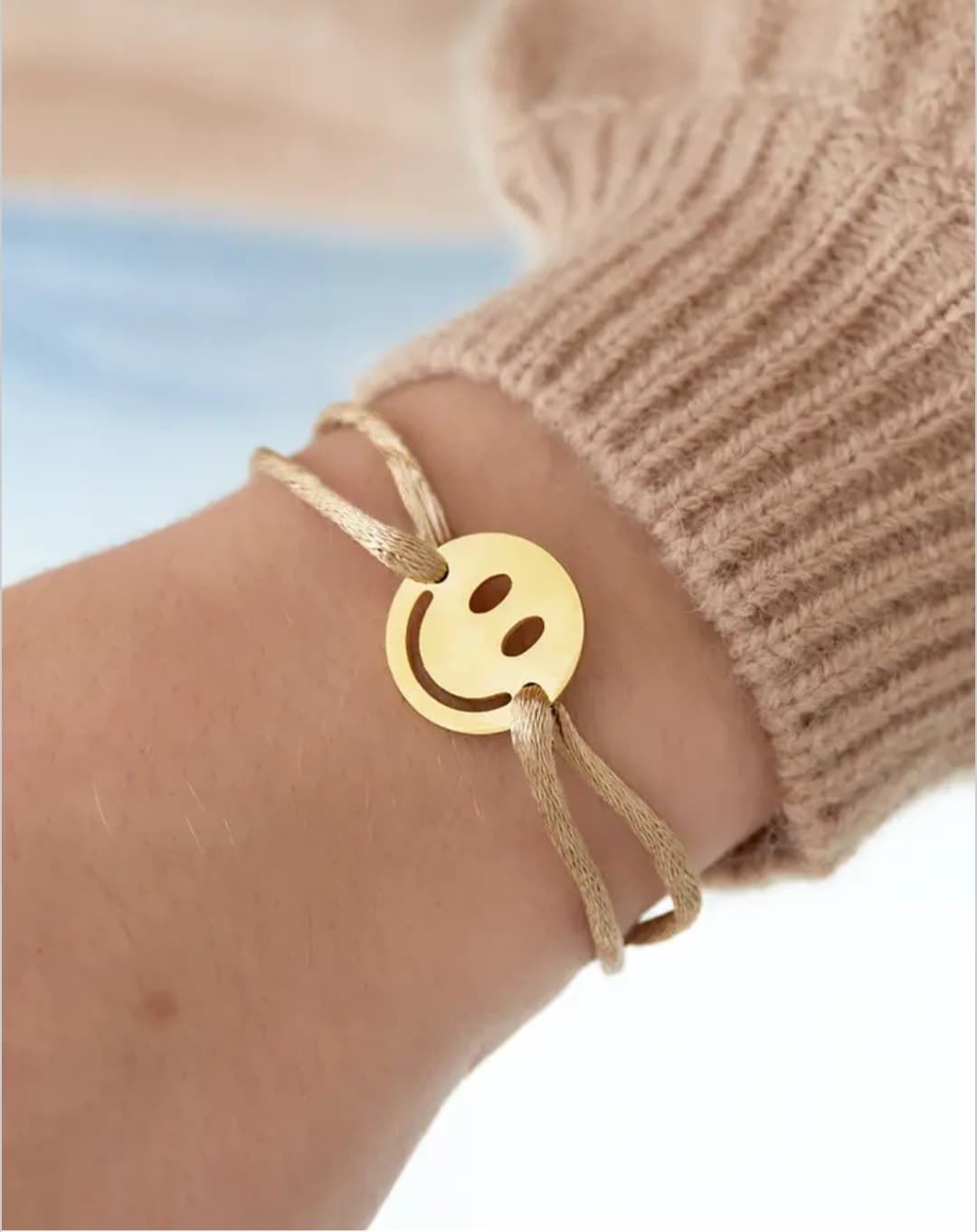 Pulsera De Satén Con Smiley - Beige - Imagen 1