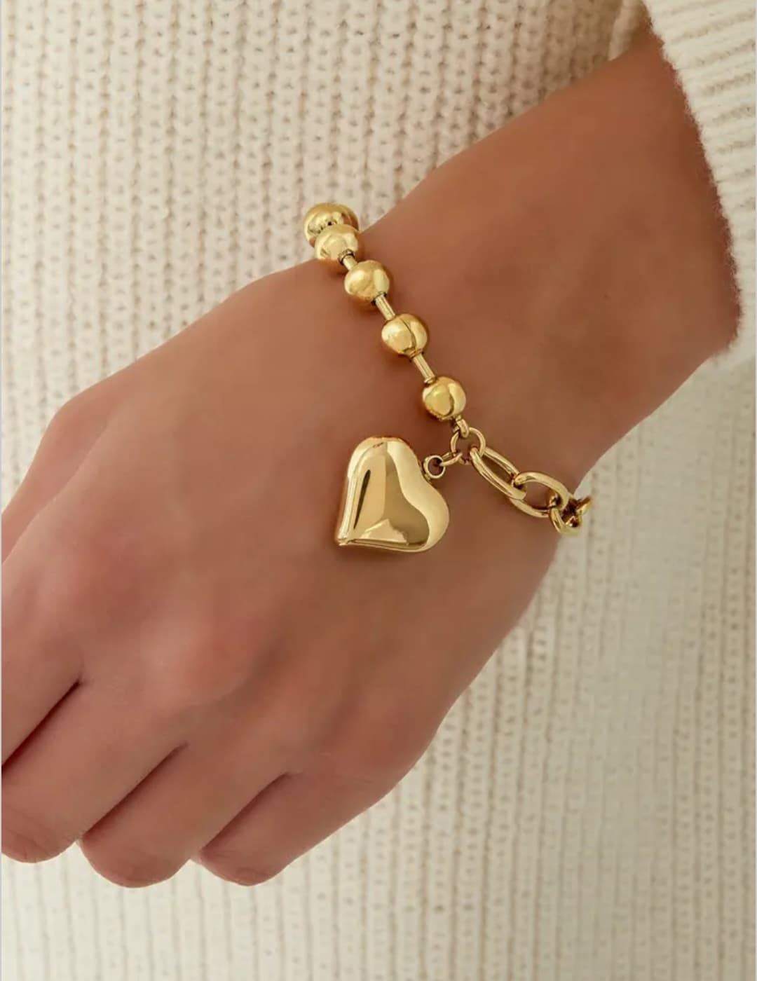 Pulsera Funky Heart - Oro Acero Inoxidable - Imagen 1