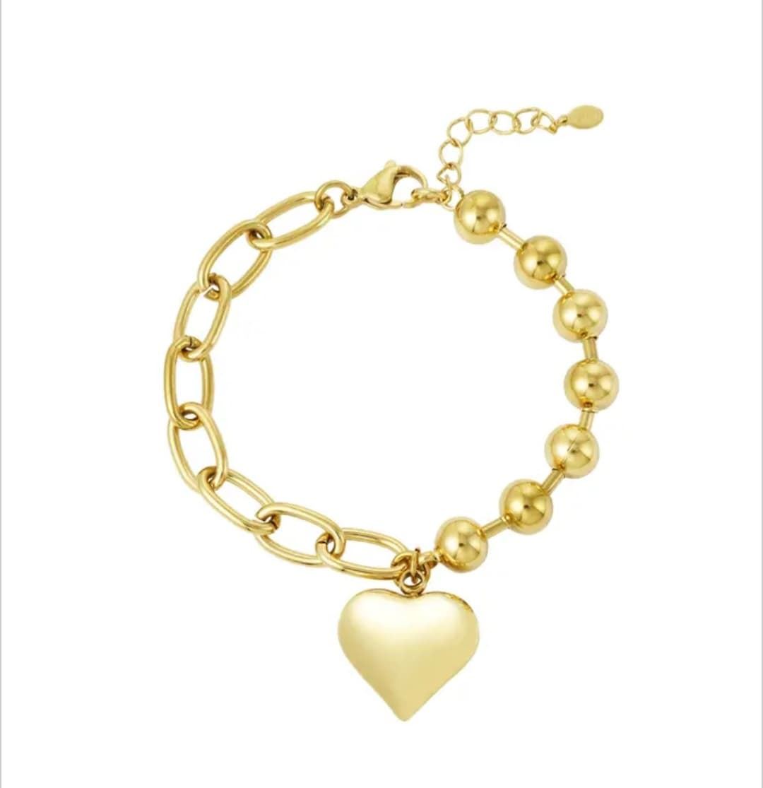 Pulsera Funky Heart - Oro Acero Inoxidable - Imagen 2